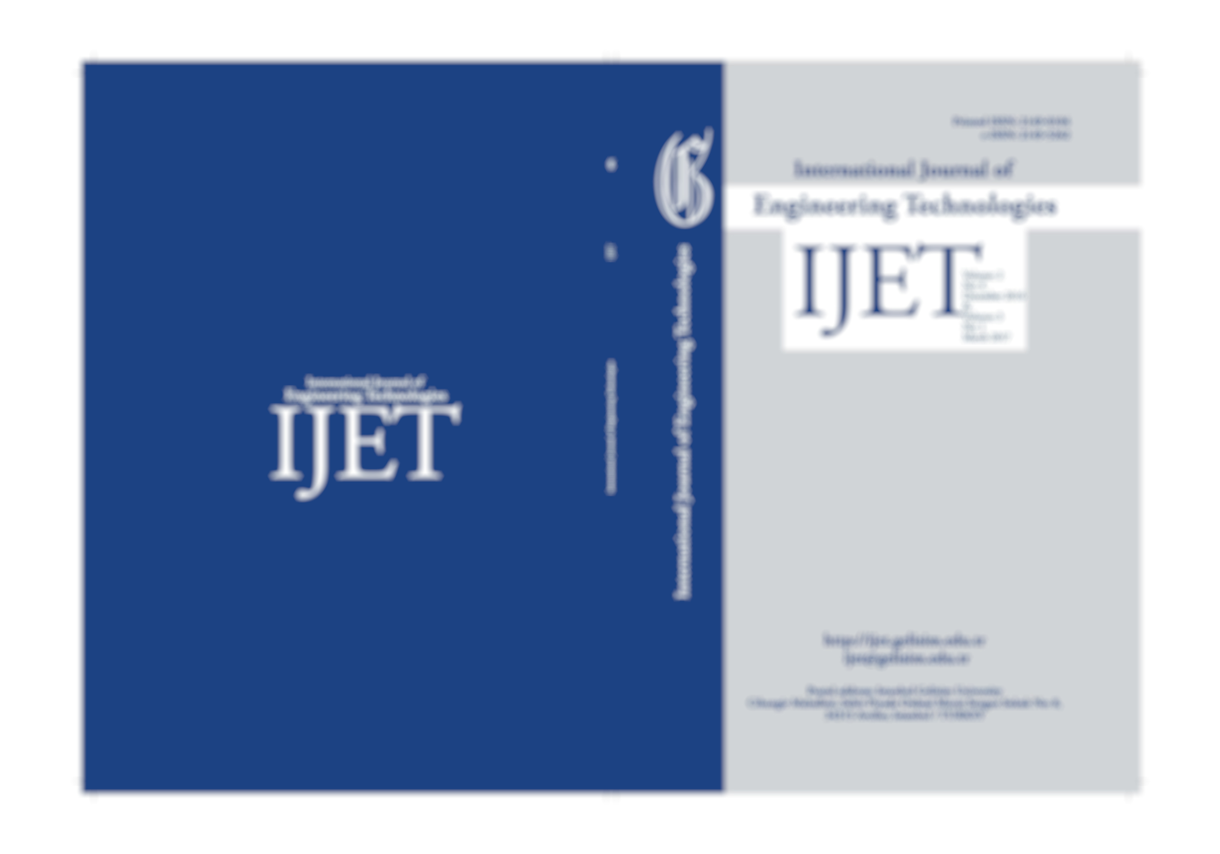 International Journal of Engineering Technologies (IJET) 8. ve 9. Sayısı Yayınlandı!
