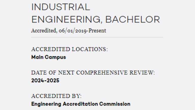 IGU Industrial Engineering in the ABET accreditation list