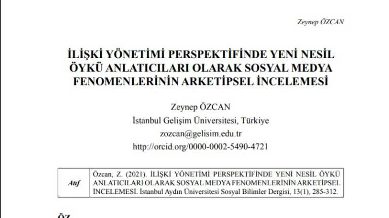 Bölümümüz Araştırma Görevlisi Zeynep Özcan’ın Uluslararası Dergide Araştırma Makalesi Yayınlandı 