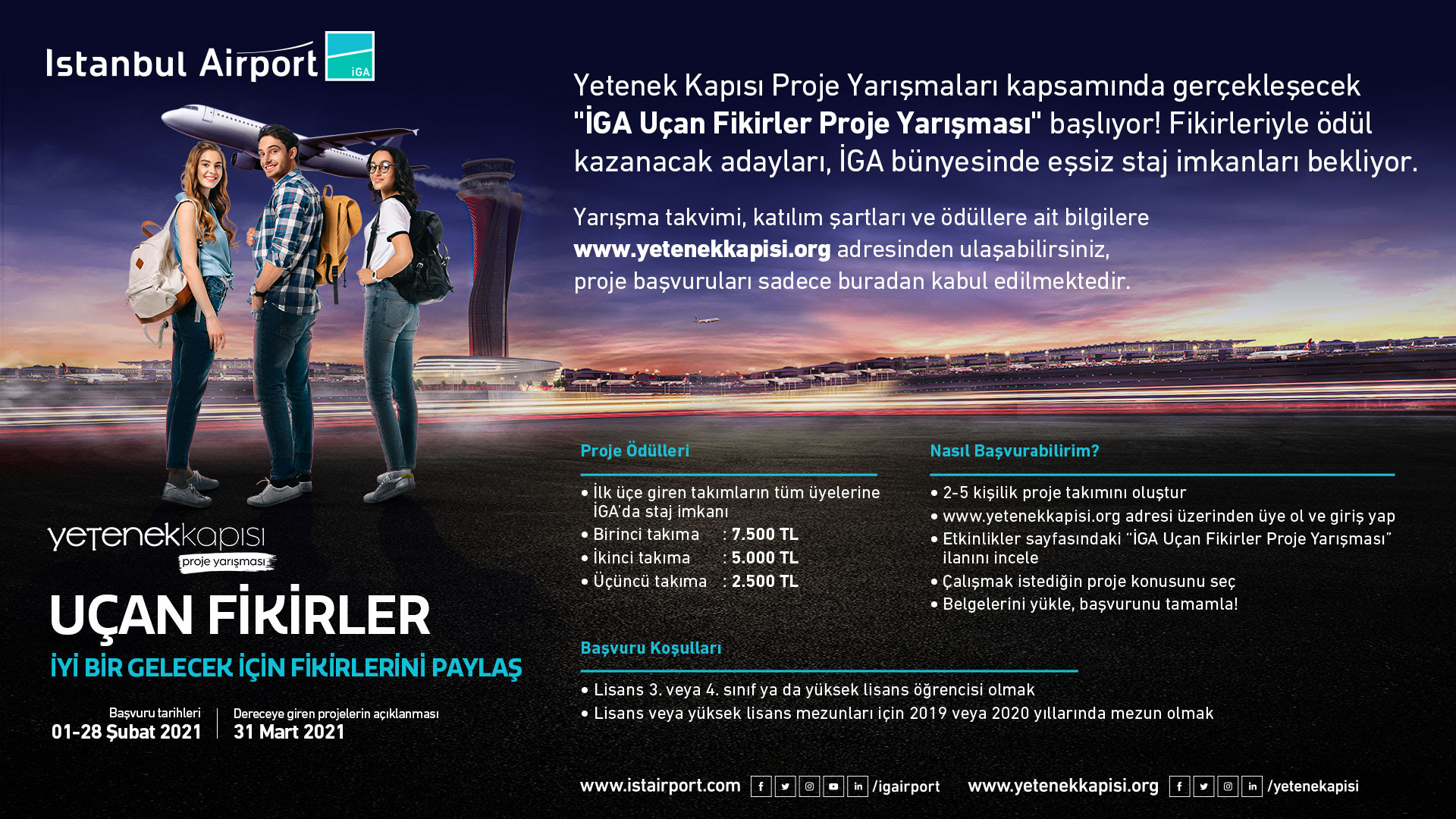 İGA İstanbul Havalimanı "Uçan Fikirler Proje Yarışması" başvuruları başladı