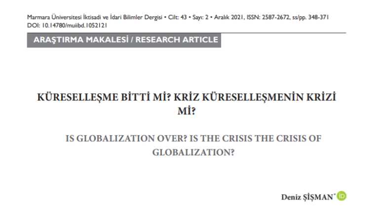 Assoc. Prof. Dr. Deniz Şişman's article has been published