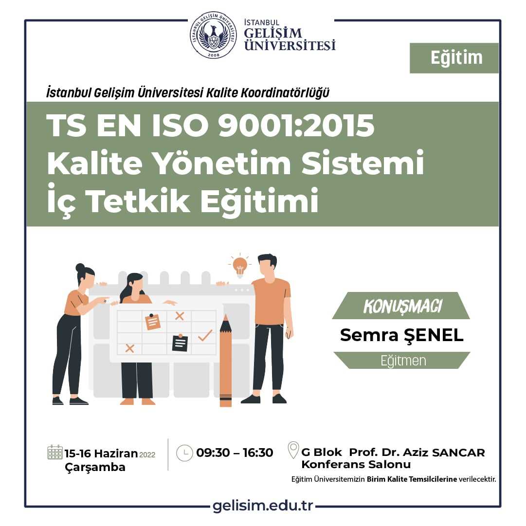 TS EN ISO 9001:2015 Kalite Yönetim Sistemi İç Tetkik Eğitimi 