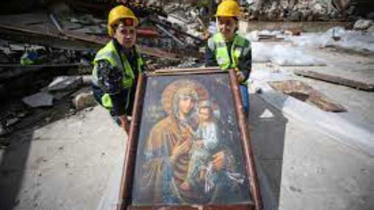 After the Antakya Greek Orthodox Church was destroyed, 11 Icons Recovered from the Ruins of the Church