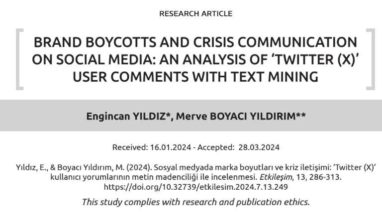 Research Assistant Merve Boyacı Yıldırım's article was published. 