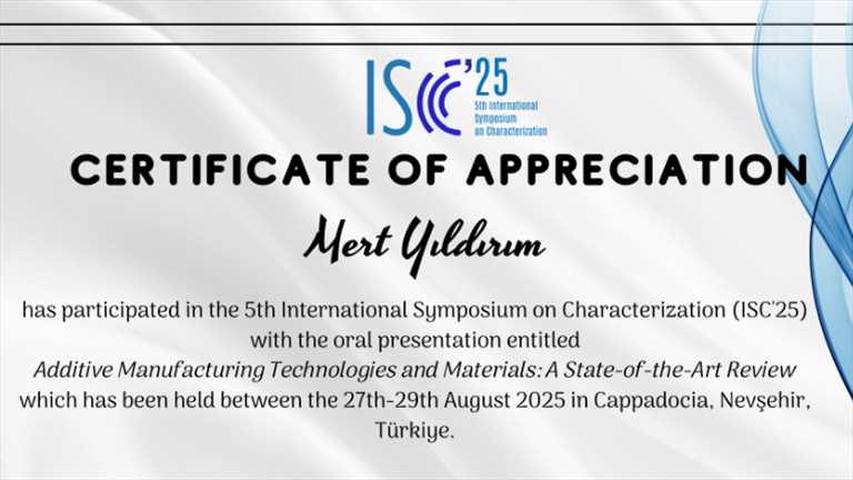 Dr. Öğr. Üyesi Mert YILDIRIM, The 5th International Characterization Symposium (ISC’25)’e katıldı