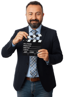 Film director with clapperboard