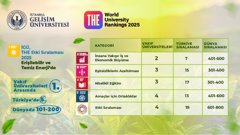 İstanbul Gelişim Üniversitesi, THE Impact Rankings 2025’te Sürdürülebilirlikte Yükselişini Sürdürdü
