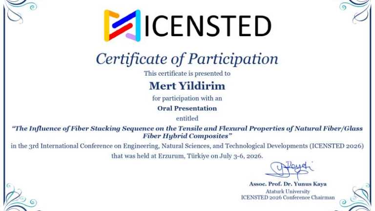 Asst. Prof. Mert Yildirim Delivered an Oral Presentation at ICENSTED 2026