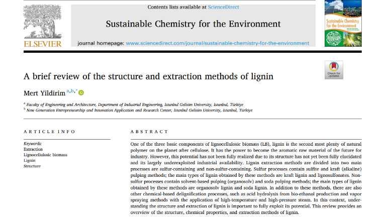 A Publication by Assit. Prof. Mert Yıldırım Sheds Light on the Sustainable Use of Lignin