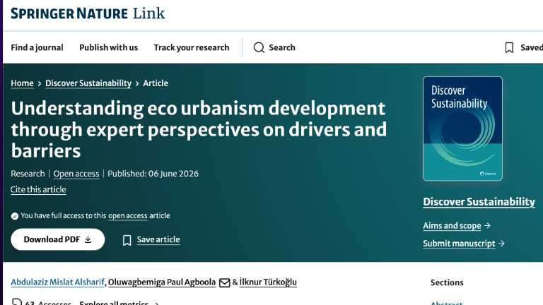 Dr. Paul Oluwagbemiga and Dr. İlknur Türkoğlu's article was published in the journal Discover Sustainability.