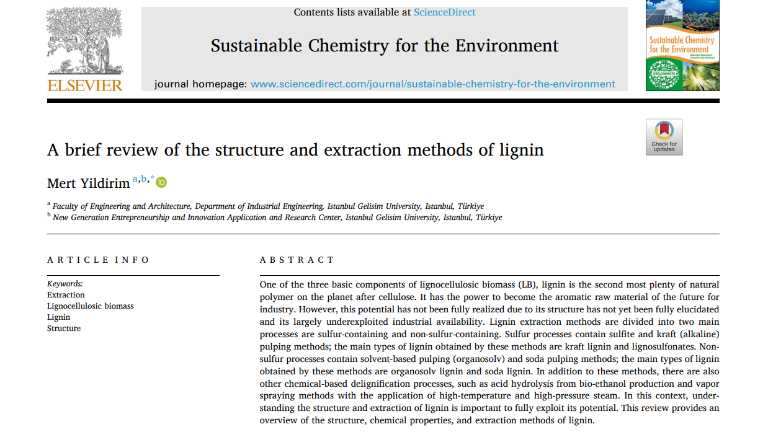 A Publication by Asst. Prof. Mert Yıldırım Sheds Light on the Sustainable Use of Lignin