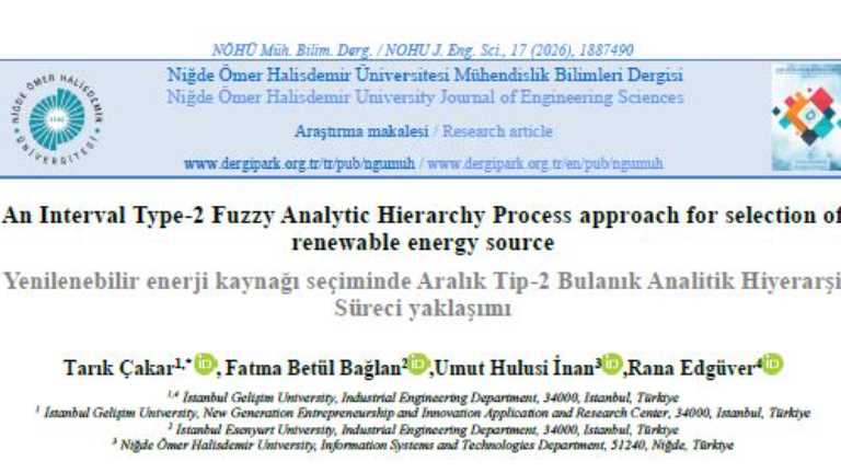 Prof. Dr. Tarık Çakar’s New Research on Renewable Energy Published
