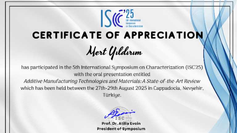 Asst. Prof. Mert Yildirim attended the 5th International Characterization Symposium (ISC’25)