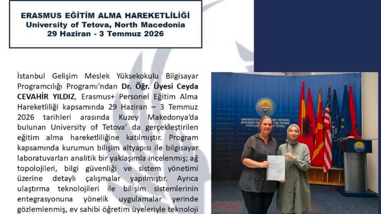 Bilgisayar Teknolojileri Bölüm Başkanı Dr. Öğr. Üyesi Ceyda Cevahir Yıldız’dan K...