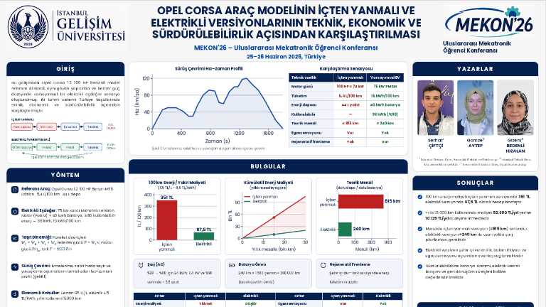 İGÜ'lü Araştırmacılardan Sürdürülebilir Mobiliteye Bilimsel Katkı: Opel Corsa'nı...