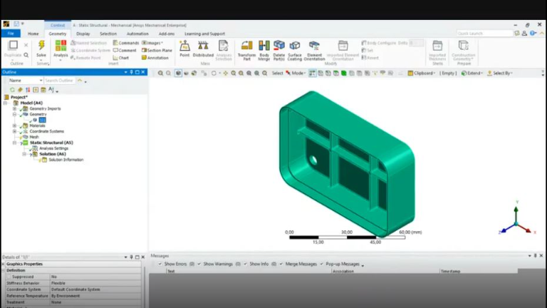 ANSYS tabanlı sonlu elemanlar analizi eğitimi kapsamında çevrimiçi derslerden bir görünüm.