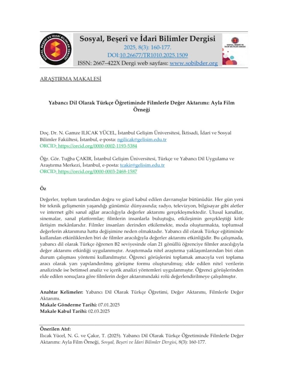 Tuğba Çakır Makale